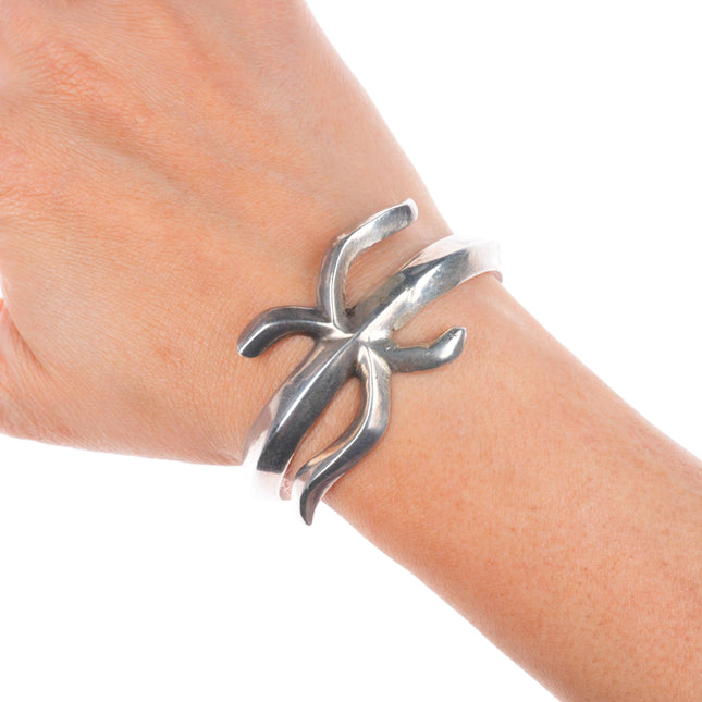 6.5" 40's-50's Vintage Navajo cast sterling silver simplistic cuff bracelet