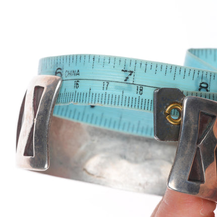 7.25" c1950's Navajo Overlay cuff bracelet in sterling silver