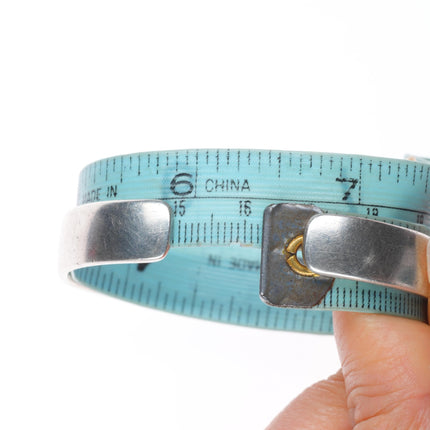 6.4" Vintage Navajo Overlay cuff bracelet slim sterling silver