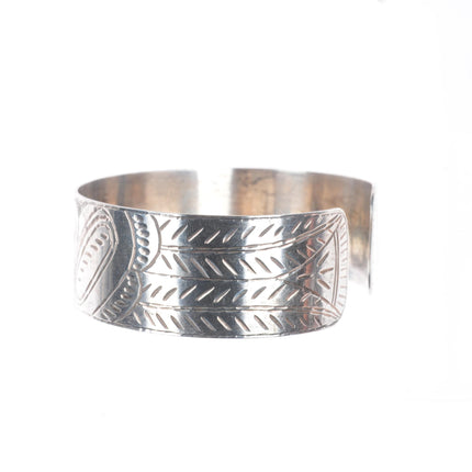 7.5" Antique Haida Ingot silver eagle hand carved cuff bracelet