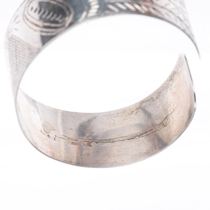 7.5" Antique Haida Ingot silver eagle hand carved cuff bracelet