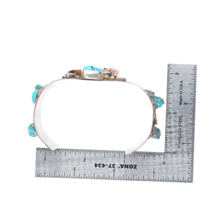 7.6" 60's-70's Vintage Navajo sterling silver turquoise/claw cuff bracelet