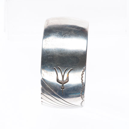 6.7" Vintage Navajo sterling silver peyote bird overlay cuff bracelet