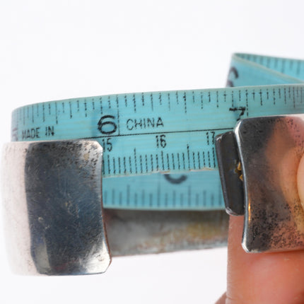 6.7" Vintage Navajo sterling silver peyote bird overlay cuff bracelet