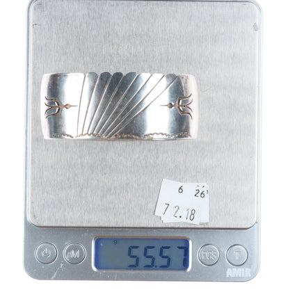 6.7" Vintage Navajo sterling silver peyote bird overlay cuff bracelet