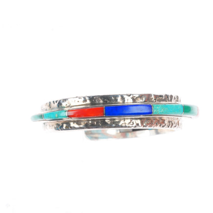 6.5" Ben Nighthorse Campbell Cheyenne sterling silver cobblestone inlay cuff bracelet