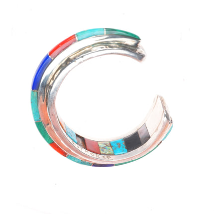 6.5" Ben Nighthorse Campbell Cheyenne sterling silver cobblestone inlay cuff bracelet