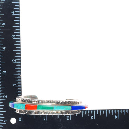 6.5" Ben Nighthorse Campbell Cheyenne sterling silver cobblestone inlay cuff bracelet