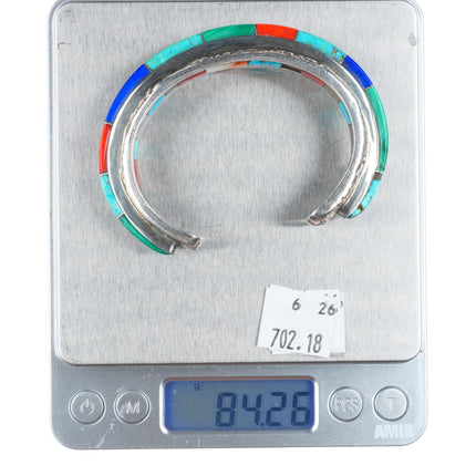 6.5" Ben Nighthorse Campbell Cheyenne sterling silver cobblestone inlay cuff bracelet