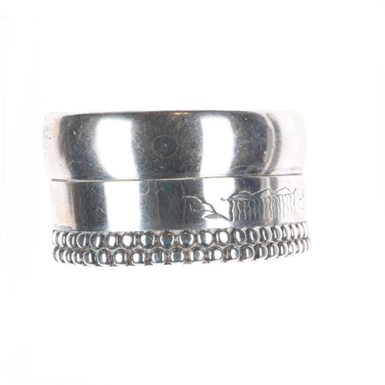 6.25" LP Heavy vintage Navajo sterling silver storyteller cuff bracelet