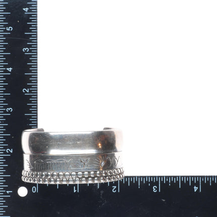 6.25" LP Heavy vintage Navajo sterling silver storyteller cuff bracelet