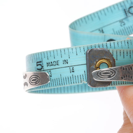 5.75" c1930's Fred Harvey hand stamped Navajo sterling silver dog cuff bracelet