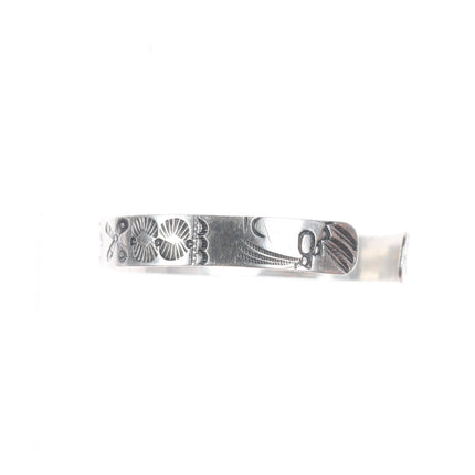 6.3" c1930 Antique Navajo ingot silver heavy arrow stamped slim cuff bracelet