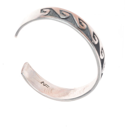 6.25" Nathan Fred Hopi overlay wave/water pattern sterling silver cuff bracelet