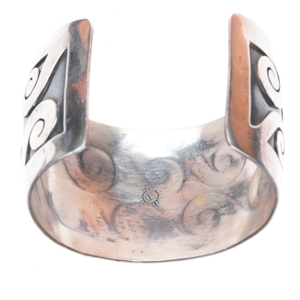 6.75" Lewis Lomay Hopi modernist sterling silver waver/water cuff bracelet