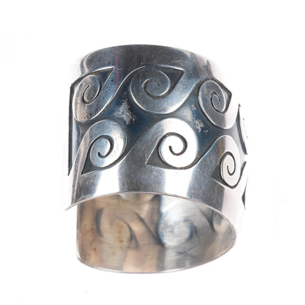 6.75" Lewis Lomay Hopi modernist sterling silver waver/water cuff bracelet