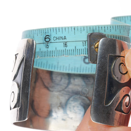 6.75" Lewis Lomay Hopi modernist sterling silver waver/water cuff bracelet