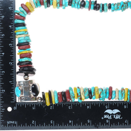 25.5" Vintage southwestern sterling silver turquoise/stone/shell heishi necklace