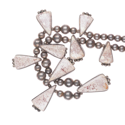 Jefferson Abeyta Arizona Alunite Navajo sterling silver beaded tab necklace