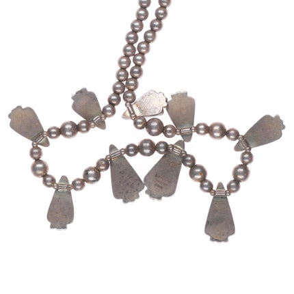 Jefferson Abeyta Arizona Alunite Navajo sterling silver beaded tab necklace