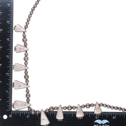 Jefferson Abeyta Arizona Alunite Navajo sterling silver beaded tab necklace