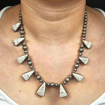 Jefferson Abeyta Arizona Alunite Navajo sterling silver beaded tab necklace