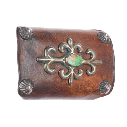 40's-50's Vintage Navajo cast sterling silver Ketoh Bowguard bracelet turquoise