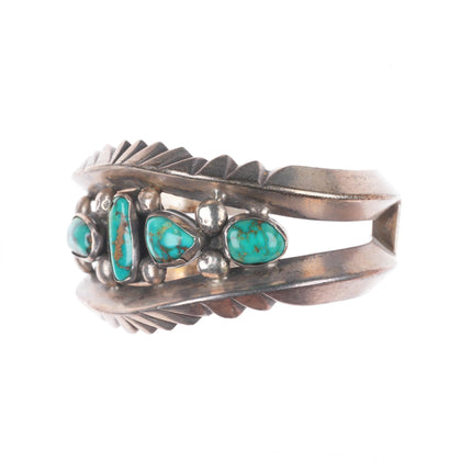 6.4" c1950's Vintage Navajo sterling silver high grade  turquoise cuff braclet