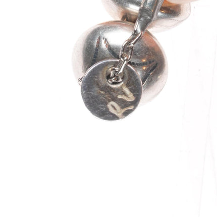 23.5" Roy Vandever Navajo pearls sterling silver handmade hand stamped necklace