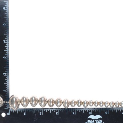 23.5" Roy Vandever Navajo pearls sterling silver handmade hand stamped necklace