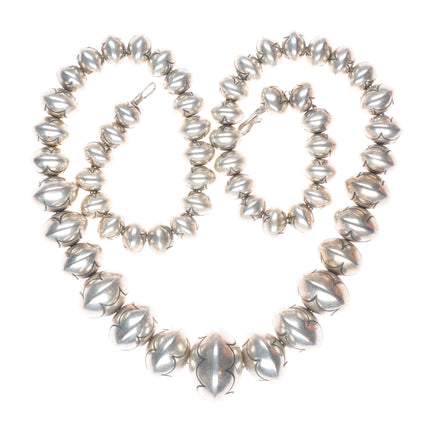 23.5" Roy Vandever Navajo pearls sterling silver handmade hand stamped necklace