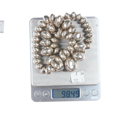 23.5" Roy Vandever Navajo pearls sterling silver handmade hand stamped necklace