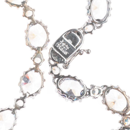 Retro Stauer Sterling silver crystal necklace and bracelet set
