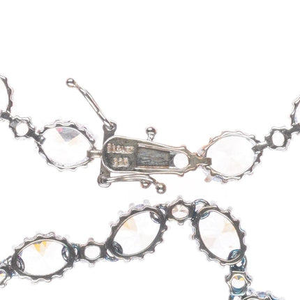 Retro Stauer Sterling silver crystal necklace and bracelet set