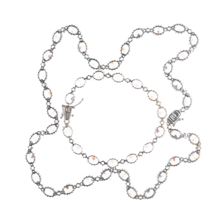 Retro Stauer Sterling silver crystal necklace and bracelet set