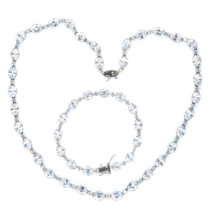 Retro Stauer Sterling silver crystal necklace and bracelet set