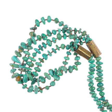 Vintage Santo Domingo pueblo high grade turquoise brass/shell heishi necklace