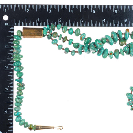 Vintage Santo Domingo pueblo high grade turquoise brass/shell heishi necklace