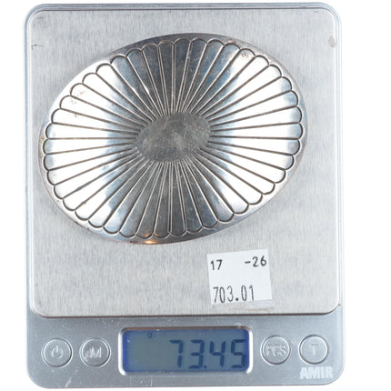 Vintage Jackson Navajo hand chiseled sterling silver concho style belt buckle