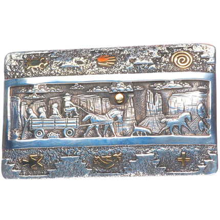 Canyon de Chelly 14k gold/Sterling silver belt buckle by Navajo Cody Hunter