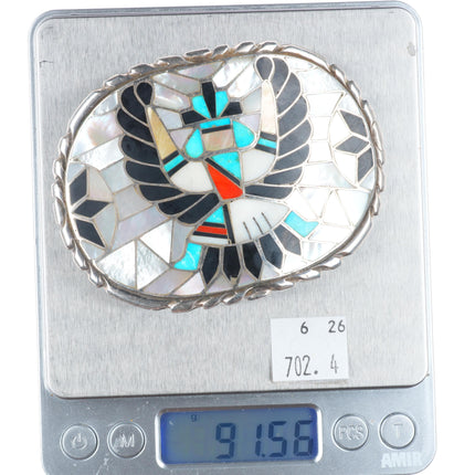 Ralph and Lillian Kallestewa Zuni sterling silver knifewing belt buckle