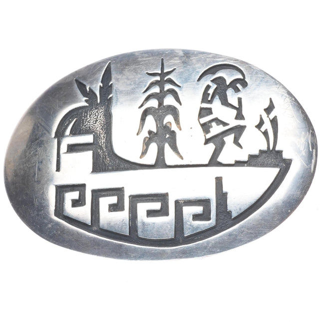 Vintage Navajo sterling silver Corn/Kachina overlay style belt buckle