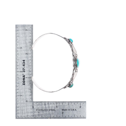 6.75" Fred Harvey Era c1940's  green turquoise sterling silver cuff bracelet