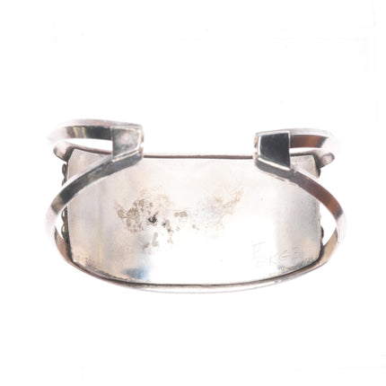 7.1" 50's-60's Vintage Navajo sterling silver turquoise 3 stone cuff bracelet