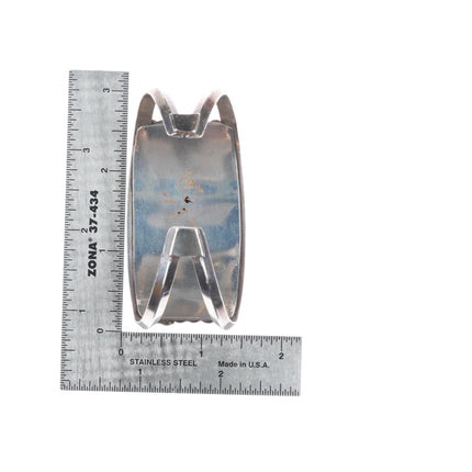 7.1" 50's-60's Vintage Navajo sterling silver turquoise 3 stone cuff bracelet