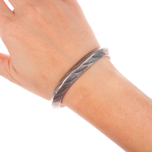 6.5" 40's-50's Vintage Navajo stamped sterling silver carinated cuff bracelet