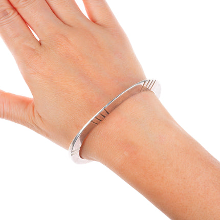 7" Orville Tsinnie Navajo sterling silver carinated chiseled cuff bracelet