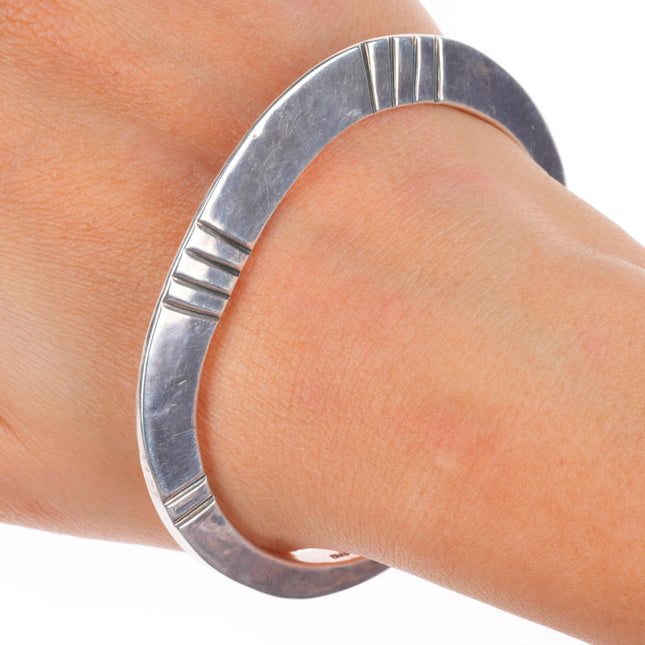 7" Orville Tsinnie Navajo sterling silver carinated chiseled cuff bracelet