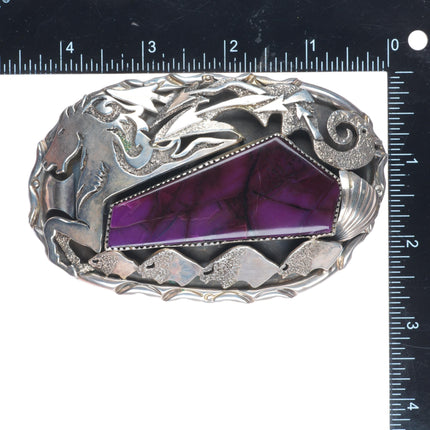 Big Dan Nieto Santo Domingo sterling silver sugilite horse/buffalo belt buckle