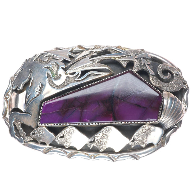 Big Dan Nieto Santo Domingo sterling silver sugilite horse/buffalo belt buckle